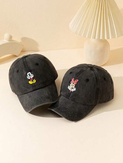 2pcs/1pc  Cute  And  Print Washed Baseball Caps Suitable For Couples To Wear On Vacation And Back To School Party