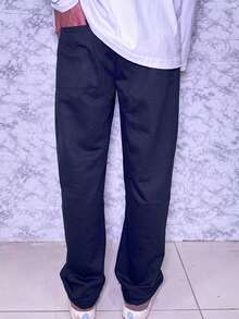 OVERSIZED WIDE Sweatpants With Drawstring Waist UNISEX - 黑色 - 查看 4