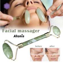 Ahania Rolo Pedra de Jade Rolinho de Massageador Facial Pedra Jade Pedra GuaSha - Facial Anti Rugas Massagem Facial Coporal - Verde - Visão 4