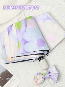 1pc Automatic Folding Umbrella With Floral Oil Painting Design, Black Coating UV Protection, Suitable For Sunny And Rainy Days