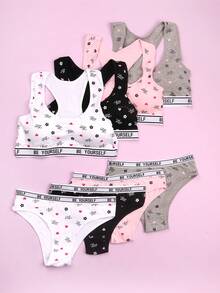 SIETEROSA 8 Sets Basic Underwear For Tween Girl 10-13 Wire-Less Breathable Cotton Soft Training Bras Matching Panties With Removable Padding - Nhiều màu - Xem 5