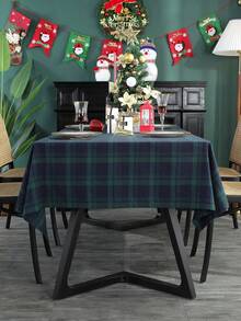 1pc Green Plaid Tablecloth, Classic Nordic Style Dining Table Decor, Suitable For Christmas, New Year Party, Dining Table, Coffee Table, Wedding, Home Decor