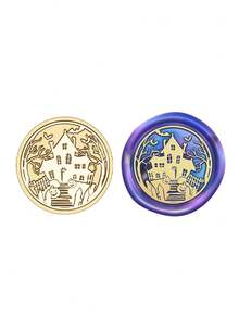 1PC Halloween Series Wax Seal - Classic Retro Design, Suitable For Envelopes/DIY Handmade Decoration Party Invitations And Gifts/Graduation Parties/Desktop Decoration Seals, Beautiful Witch, Castle And Halloween Element Patterns Brass Seal Heads