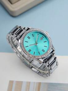 1 件女士银合金表带石英表，时尚简约休闲风格，带日历功能，适合日常佩戴 - 銀色 - 查看 3