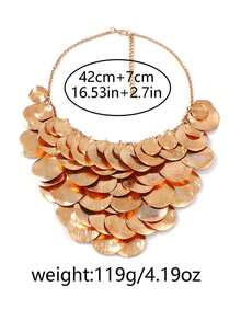 1pc Women's Punk Style Exaggerated Geometric Metal Layered Bib Necklace - Geometric Metallic Bib Necklace - View 8