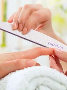 半月形专业指甲锉 - 双面灰色指甲工具，适用于亚克力指甲、美甲延长、DIY 和美甲沙龙，20 片装/100/180 目，可选 1/5/10/50/100 片装 - 彩色 - 查看 4