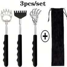 JEFTYR Concave/Convex Handle Stainless Steel Telescopic Back Scratcher - Portable Retractable Back Massager With Elegant Storage Bag, Ideal Gift For Men And Women On Father's Day, Birthday, Thanksgiving And Christmas - Black - View 12