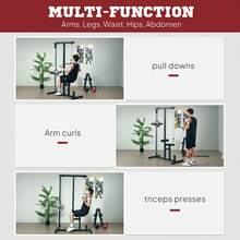 HOMCOM Lat Pull Down Machine With Extra Pulley For Seated Rows, Cable Machine Pulley System With Adjustable Seat For Home Gym - Black - View 3