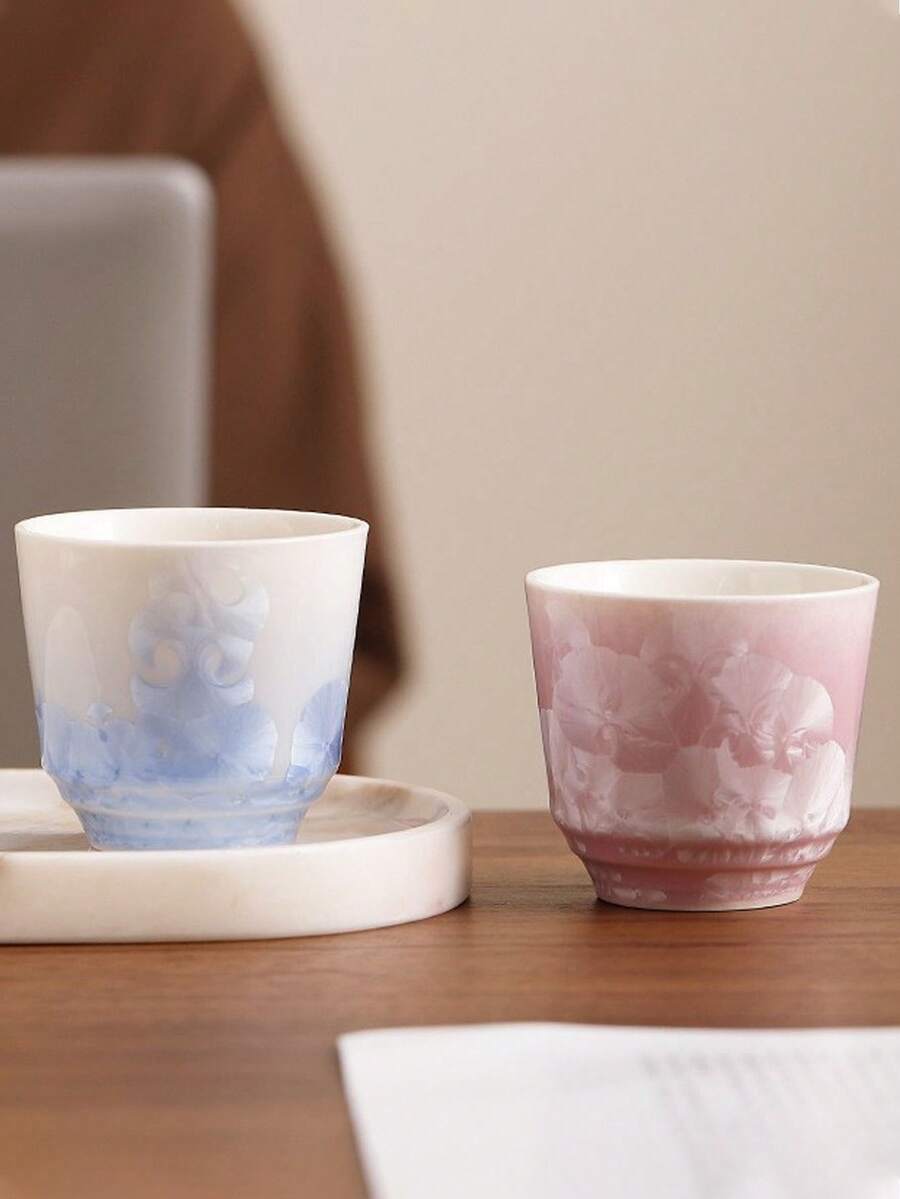 4 piezas Tazas de cerámica con acabado de esmalte agrietado, taza de café con leche para el té de la tarde, regalo de oficina de alta gama, regalo de cumpleaños, regalo para novio/novia, regalo del Día de la Madre