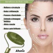 Ahania Rolo Pedra de Jade Rolinho de Massageador Facial Pedra Jade Pedra GuaSha - Facial Anti Rugas Massagem Facial Coporal - Verde - Visão 5