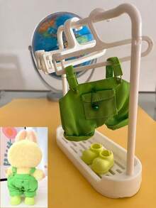 1 قطعة ملابس دمية و 6 قطع شماعات دمية و 1 قطعة حامل عرض، إكسسوارات لدمية مقاس 15/17 سم، سلسلة مفاتيح لملابس ، بذلة عمل، بوت