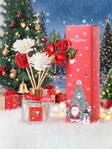 [Gratis Diffusor-Stäbchen] Weihnachts-Duftkerzen-Geschenkbox ohne Flamme, (1 Flasche Aromatherapie + 5 Diffusor-Stäbchen) dekorative Weihnachts-Feiertagsgeschenke, kann in Innenräumen, im Schlafzimmer, Bad, Wohnzimmer, Eingangsbereich platziert werden, reine Pflanzen-, Fruchtdüfte, Tischdekorationen, Aromatherapie, langanhaltender Duft, Lufterfrischer (Weihnachtsgeschenke, Geschenke für Frauen, Parfüm, Auto-Lufterfrischer, Geschenke für Männer, Diffusor, Geschenkset)