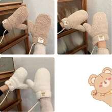 1 paire de petits gants tricotés mignons, chauds et coupe-vent pour l'automne et l'hiver, convenant aux étudiants et aux couples, et largement utilisés.