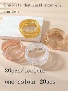 20pcs 3-14Y Girls' Delicate Glitter Bamboo Knot Stacking Bangle Bracelets - one-size - View 24