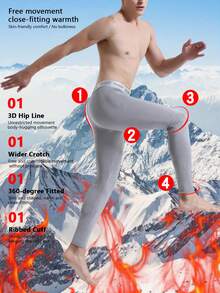 2 pezzi Pantaloni termici da uomo con fodera termica, adatti per climi freddi, attività all'aperto, palestra, strato base invernale per il riscaldamento - Multicolore - Visualizzare 2