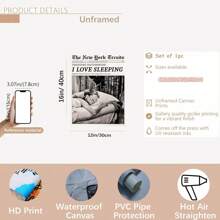 Vintage New York Times Canvas Posters - Optional Frame Wall Arts, Women Sleeping Design, Perfect For Living Room Decor, Bedroom Decor, Or Dorm Decor, Perfect For Room Decor, Wall Art With Frame