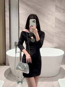 1件歐美時尚金屬裝飾迷你手拿包，高端亮面金屬條手持女款包，優雅奢華晚宴包，適合正式禮服，PU皮革派對包/浪漫婚禮手拿包/舞會包/雞尾酒會包，適用於學校舞會，附金屬鏈條 - 銀色 - 查看 11