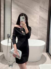 1件歐美時尚金屬裝飾迷你手拿包，高端亮面金屬條手持女款包，優雅奢華晚宴包，適合正式禮服，PU皮革派對包/浪漫婚禮手拿包/舞會包/雞尾酒會包，適用於學校舞會，附金屬鏈條 - 銀色 - 查看 12