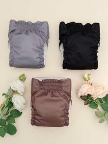 3pcs Black, Gray, Brown Reusable & Washable Dog Diapers, High Quality Female Dog Pads Suitable For Small & Medium Breeds, Puppies, Girls - Multicolor - View 6