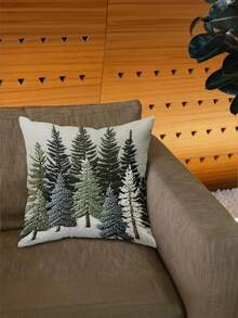 1/2/4 Piezas Funda de cojín con decoración navideña vintage, árbol de Navidad, lavable a máquina, funda de cojín suave, adecuada para cama, sofá, silla de ocio, decoración navideña, decoración del hogar, impresión plana 2D, 17.7x17.7 pulgadas (Impresión de un solo lado, sin relleno de cojín)