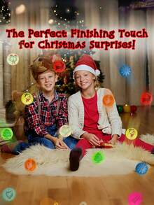 24 个圣诞节夜光弹球 - 圣诞派对礼物，多种设计，包括雪人、驯鹿和节日设计，耐用橡胶弹球，适用于圣诞派对用品、圣诞袜、生日礼品袋、派对填充物、宝箱填充物、圣诞派对装饰、节日活动配件、趣味设计、无需电源、节日设计、轻质材料、节日配件、活动组织者 - 彩色 - 查看 5