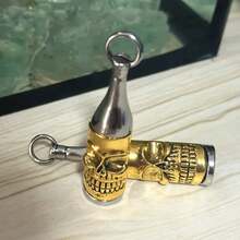 Shark Rocket Bomb Keychain With Skull Details, Alloy Metal Hardware Pendant, Car Key Chain Pack Of Accessories, Unique Halloween Decoration - 骨架 - 查看 9