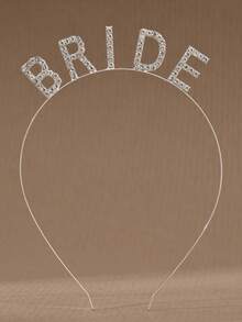 1 pieza Diadema de aleación con letra "DAMA DE HONOR" con strass, accesorio de calidad para fiesta de boda, dama de honor, accesorios para el Día de San Valentín - Plateado - Ver 15