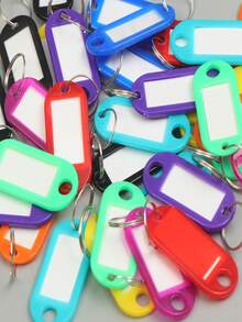 100pcs/50pcs/10pcs Plastic Keychains With Ring And Label Window, 10 Assorted Colors - Multicolor - View 7