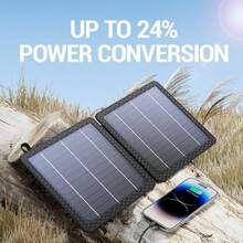 10W Solar Charger, IP65 Waterproof, Foldable With Dual USB Outputs (5V/2A Max) Compatible With IPhone, IPad, Sasung, And More. Ideal For Outdoor Use.