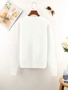 Cárdigan informal de manga larga con botones de colores, cuello redondo, para mujer de talla grande, para otoño e invierno