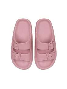 Pantuflas antideslizantes EVA diseño hebilla ajustable secado rápido para interiores y exteriores zapatillas confort ligeras uso práctico resistente hogar dormitorio baño patio multifunción adultos niños - Rosa - Ver 2