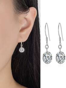 1 对/2 件 925 纯银奢华超闪亮女士香巴拉耳环，螺丝扣 S-Bar，适合作为送给朋友的圣诞礼物，适合派对音乐节和主题派对低过敏性