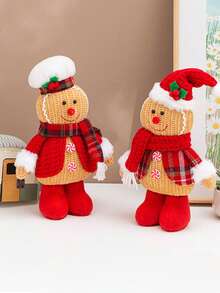 1pc Christmas Gingerbread Gingerbread Man Christmas Gingerbread Pillows Stuffed Gingerbread For Holiday Decor Christmas Tree Gifts - Multicolor - View 5