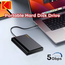 Kodak Portable Hard Drive 2TB/1TB/500GB HDD 2.5 Inch 5Gbps External USB3.0 Storage Disk Compatible With PC Desktop Laptops - Black - View 2