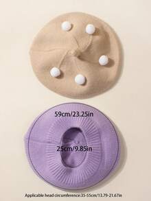 1 件/2 件婴儿帽子秋冬款，可爱甜美蘑菇和波尔卡圆点针织帽，婴幼儿男孩女孩保暖头饰 - 貝雷帽 - 查看 9