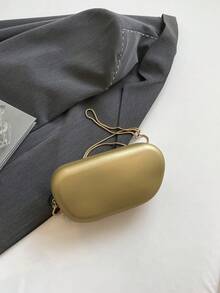 2025年新款女士金属装饰独特设计单肩斜挎包 - 金色 - 查看 5