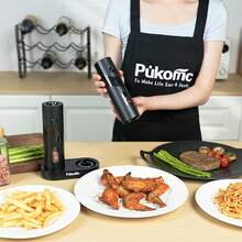 SUSTEAS Sea Salt And Pepper Grinder, Rechargeable With Charging Base, Set Of 2, Can Be Operated With One Hand, 6 Selectable Grind Settings, Kitchen Seasoning - Black - View 8
