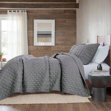 Blue Quilt King Size Bedding Sets With 2 Pillow Shams, Lightweight Soft Bedspread Coverlet, Quilted Blanket Thin Comforter Bed Cover All Season, 3 Pieces, 104x90 Inches, All - Season Bedding - 深灰色 - 查看 2