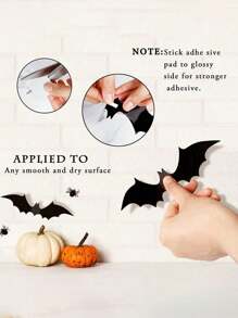 72 szt. - naklejka ścienna z nietoperzem na Halloween, przerażające naklejki ścienne 3D z nietoperzem, przerażające, sztuczne, plastikowe, samoprzylepne naklejki ścienne z nietoperzem do dekoracji pokoju na Halloween, 4 różne rozmiary, wodoodporny, realistyczny nietoperz do dekoracji okna na Halloween, wystrój pokoju, wystrój domu, jesień, wystrój imprezy