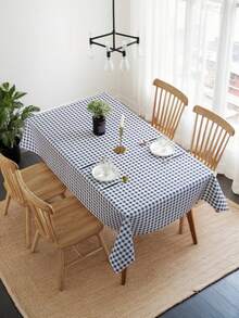 Obrus w niebieską kratkę z tworzywa sztucznego PVC, prosty w projektowaniu, odpowiedni do kuchni, salonu na świeżym powietrzu, na imprezę, festiwal, jako dekoracja blatu...