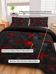 Juego de ropa de cama de 3 piezas con impresión digital de alta definición, incluye: 1 funda nórdica con 4 lazos en las esquinas y cremallera, 2 fundas de almohada, colores vivos, patrón a cuadros 3D resistente, adecuado para dormitorio/dormitorio (niños/niñas)/viaje