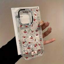 Teléfono de cereza de pantalla completa, estrellas con marco de orificio grande, funda protectora adecuada para 16 Pro 15 Plus 14 12 11, Año Nuevo, Pascua, Halloween, amigos y familiares - transparente - Ver 2