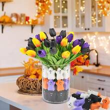 39PCS Halloween Vase Filler Decorations Kit, 15PCS Tulips Artificial Flowers With 24PCS Ghost Vase Filler Set, Ghost Decorations Halloween Vase Fillers Table Centerpieces Party Decoration - 15 Multicolor Tulips With 24 Ghost - View 4