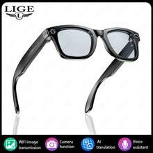 LIGE's New AI Photography And Video Camera Fashion Smart Glasses, Photo Recognition And Answer, Photo Shooting, Video Recording, AI Dialogue And Intelligent Interaction, Bluetooth Calls, Local Music, Music Playback, IP65 Dustproof And Waterproof, Lightweight, Compact And Multi-Functional Business Smart Glasses For Men And Women - Black - View 17
