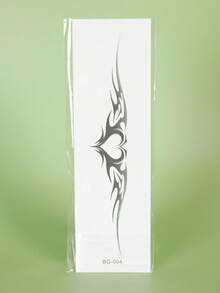 1pc Realistic Temporary Tattoo Sticker, Semi-Permanent Tattoo, Wing, Succubus, Heart Designs, Y2K Style, Waterproof Sweatproof, Lasts 1-2 Weeks, Realistic Herbal Juice Effect, Non-Reflective, Black, Unisex, Applicable To Arms, Chest, Legs, Abdomen, Waist, Fingers, Neck, Spine, Modern Body Art - Black - View 6