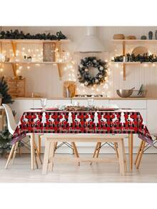 1pc Christmas Disposable TableCloths Table Cover Plastic,Christmas Party Tablecloth,54 * 108inch,Rectangular Tablecloth,Red Gingerbread Man, Great For Kitchen And Restaurant Holiday Decorations - Buffalo Plaid Snowflake Deer Christmas Tree Rectangular Tablecloth For Christmas Party Tablecloth Restaurant Holiday Christmas Table Decorations
