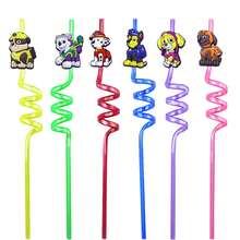 1/6Pcs Paw Patrol Anime Party Straw Birthday Party Cartoon Decoration Gift Baby Party Gifts