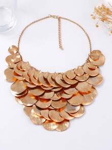 1pc Women's Punk Style Exaggerated Geometric Metal Layered Bib Necklace - Geometric Metallic Bib Necklace - View 11