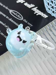 6pcs ABS Material Cute Halloween Jelly Ghost Keychains - 3D Cartoon Luminous Elf Pendant - Couples & Friends Backpack Accessories - Halloween Small Gifts