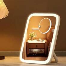 Makeup Mirror With LED Lights, Portable Travel Mirror Folding Mirror With Stand Adjustable, 3 Color Modes, Illuminated Vanity Mirror, Smart Dimmable Touch Screen, Vanity Mirror For Dressing Table, Bedroom, Changing Room, Mirror With 360° Rotation, Desktop USB Rechargeable, Valentine's Day , Mother's Day , Gift For Girls,Graduation Gift